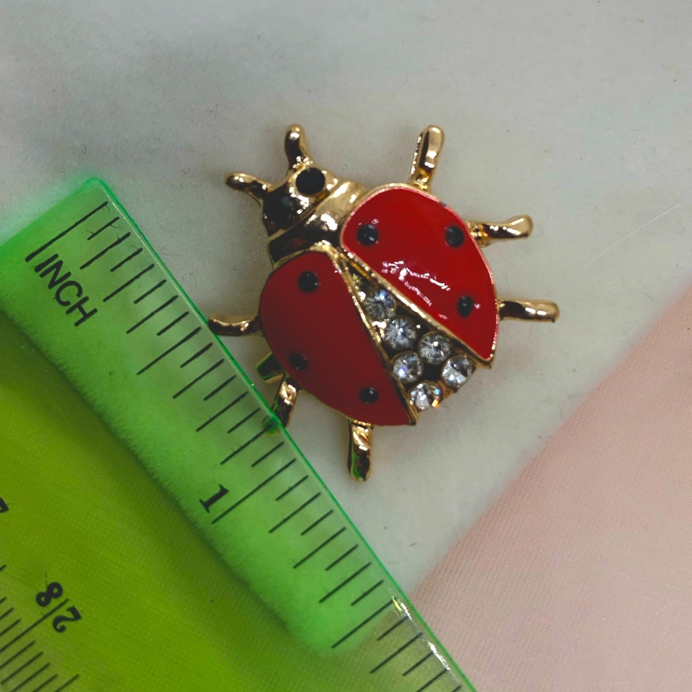 Ladybug Red Enamel Brooch - Picture 2 of 3